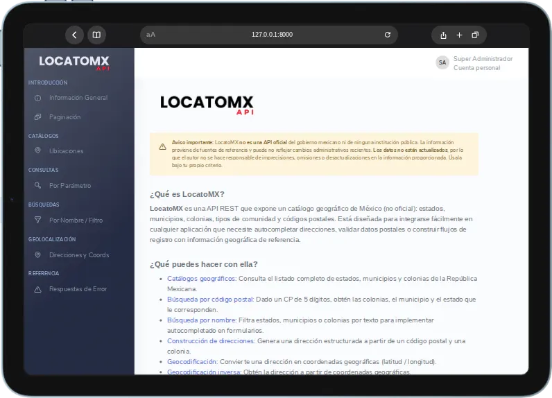 Guía de uso de LocatoMX con la descripción del servicio